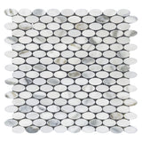 Calacatta Gold Italian Marble Ellipse Oval Mosaic Tile Honed