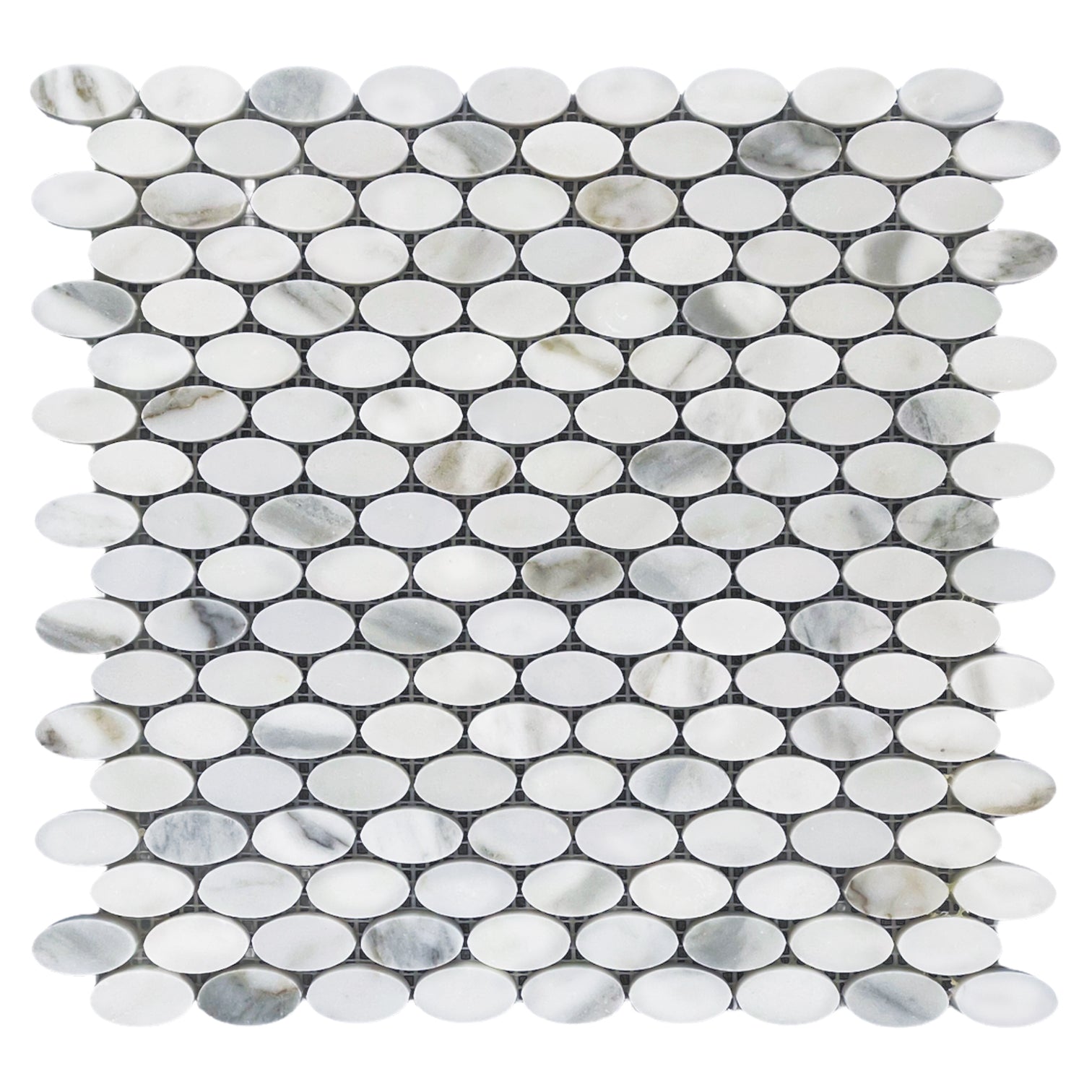 Calacatta Gold Italian Marble Ellipse Oval Mosaic Tile Honed