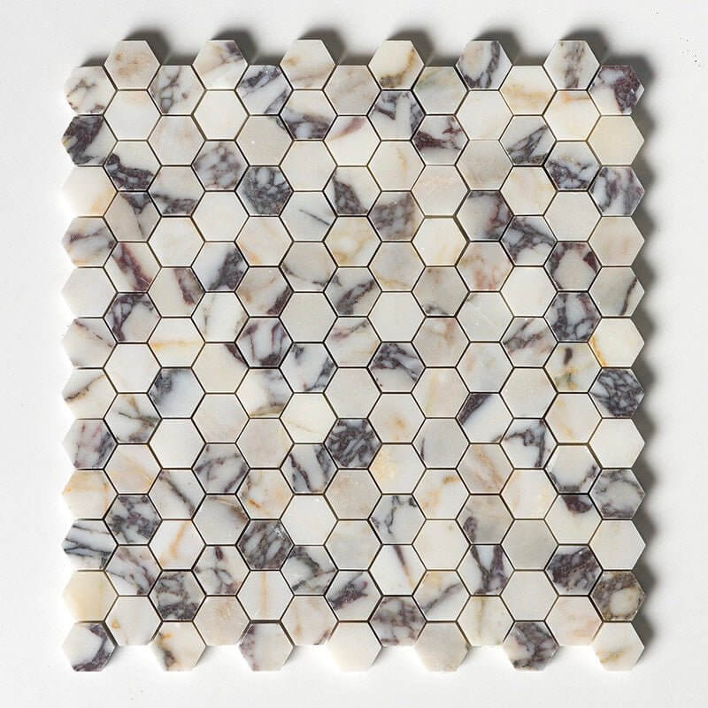 1” Calacatta Violet Purple Hexagon Marble Tile  ( Made-to-Order )