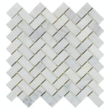 1 X 2 oriental White Herringbone Mosaic Tile