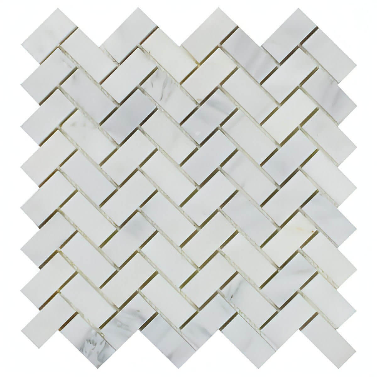 1 X 2 oriental White Herringbone Mosaic Tile