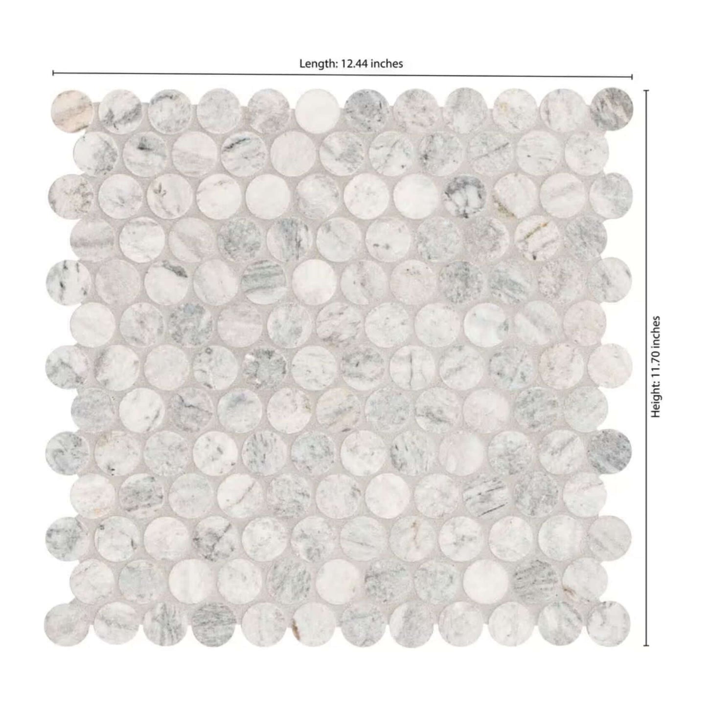 12.44 x 11.7 Capri Blue Round Honed Mosaic Tile