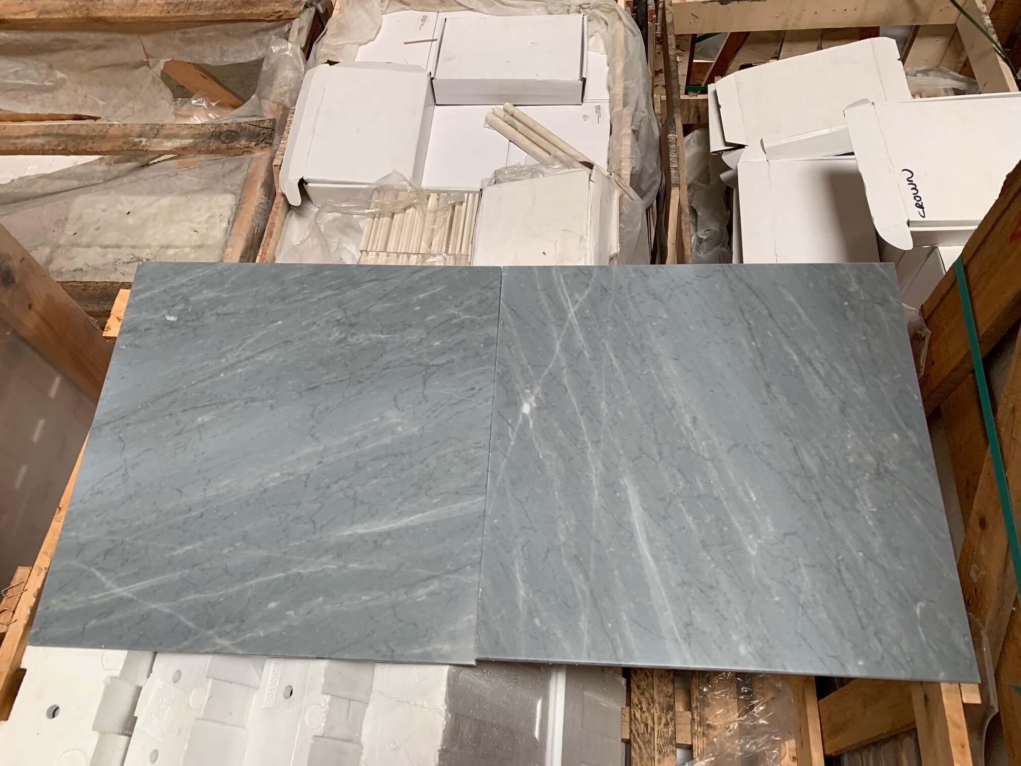 12x12 Bardiglio Imperiale Premium Italian Gray Marble Tile, 3/8