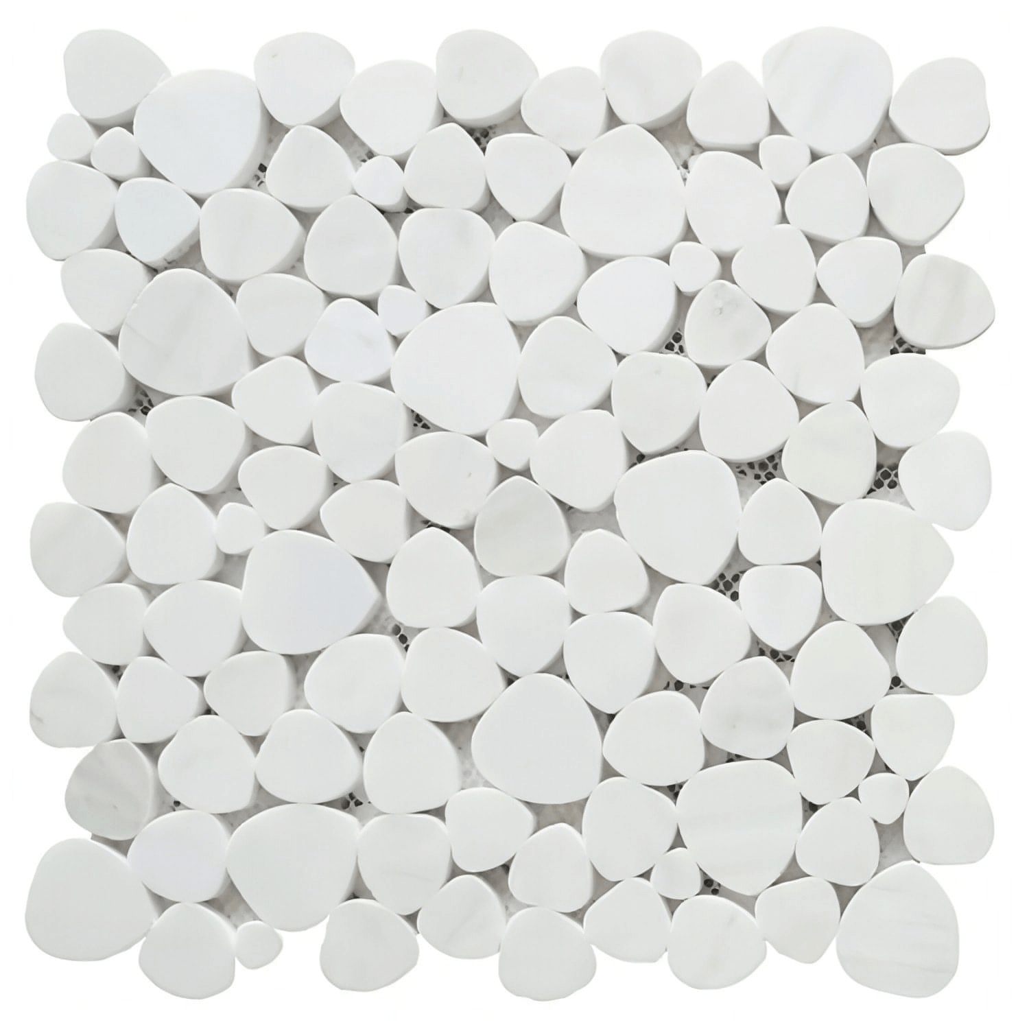 12x12 Bianco Dolomite Pebble Mosaic Honed