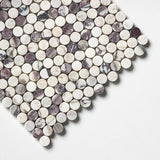 12”x12” Calacatta Violet Purple Penny Round Mosaic Tile, 3/8