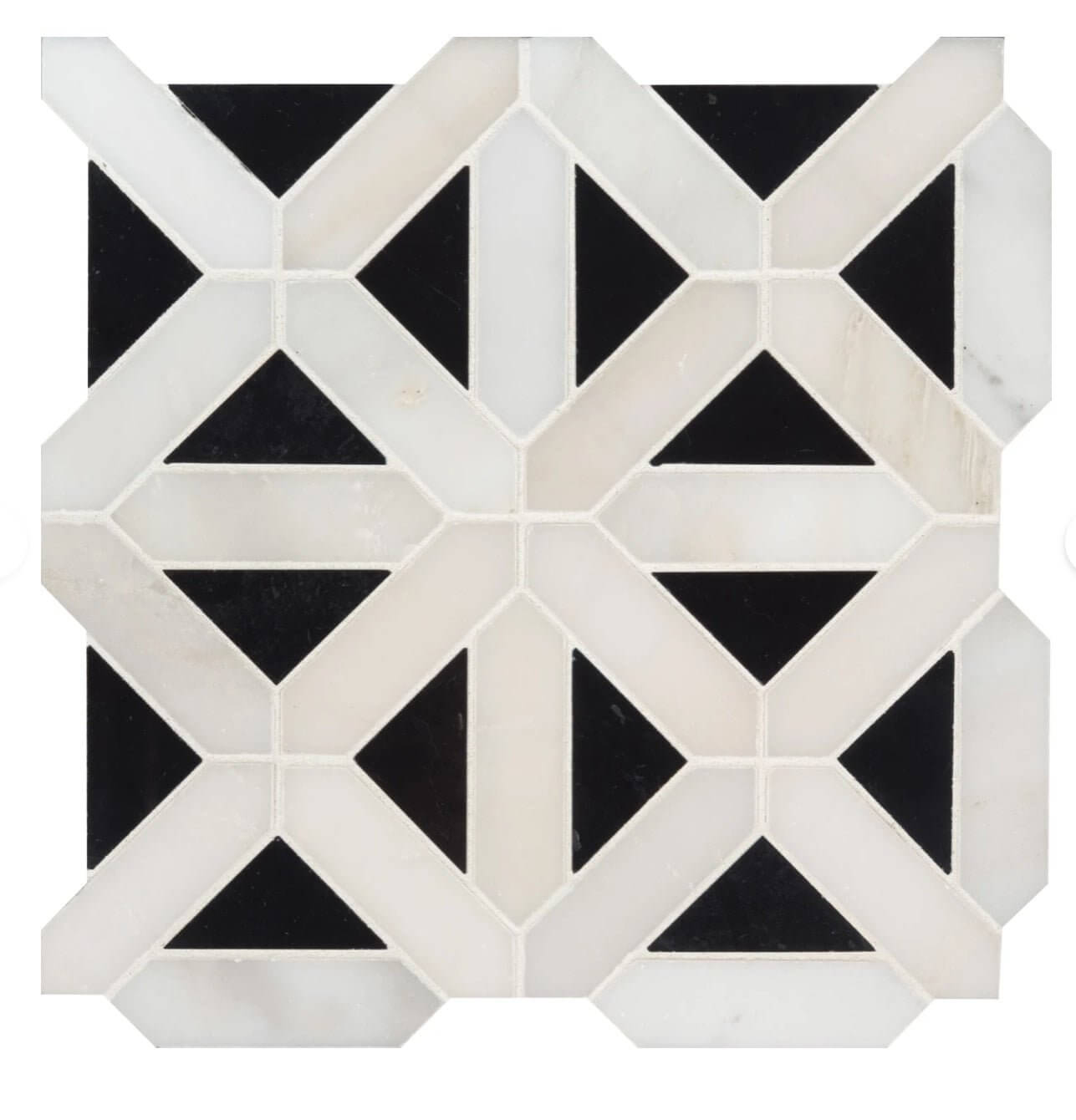 12x12 Retro Fretwork Polished Mosaic Tile
