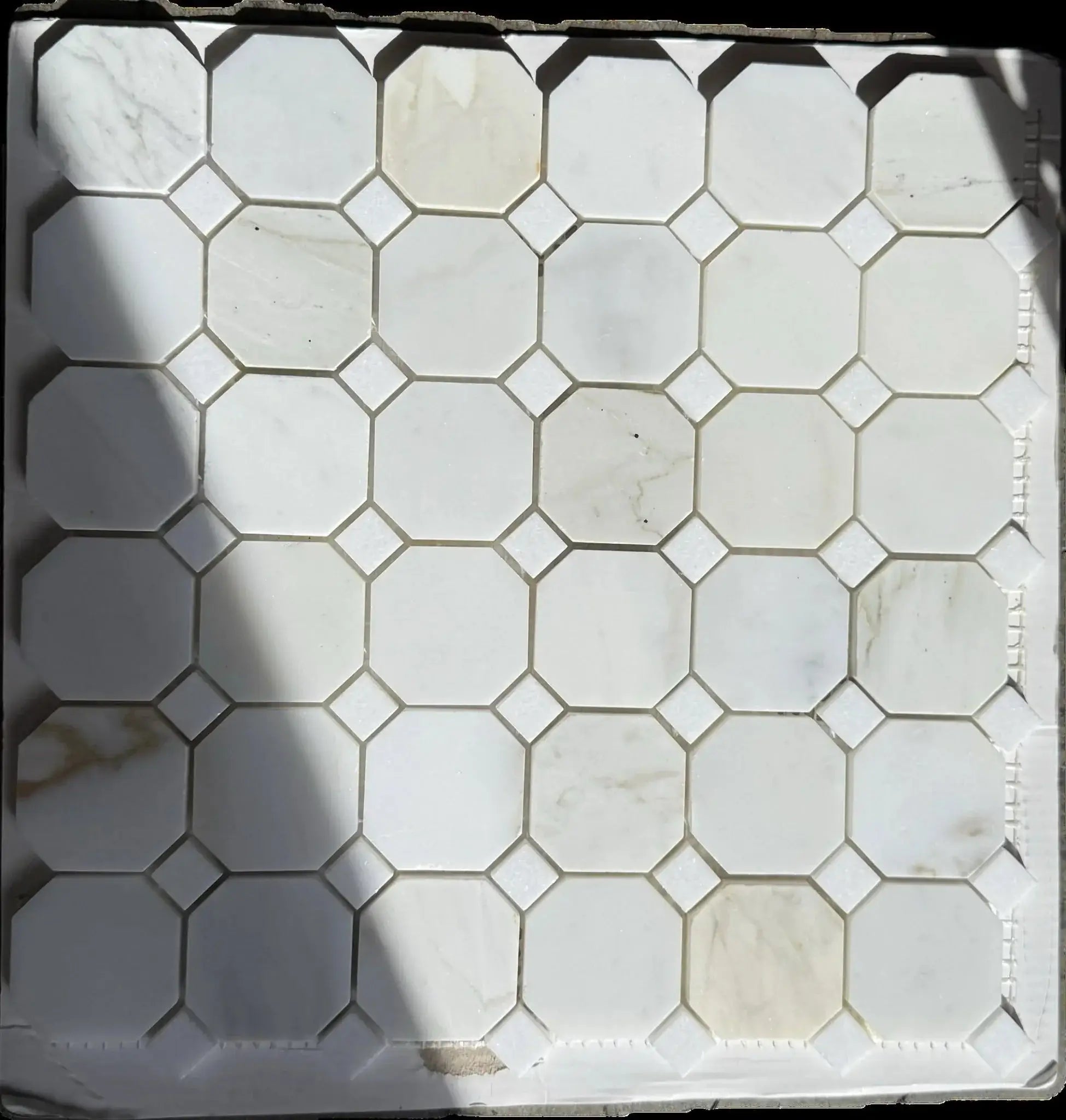 12x12 Tuscan Calacatta Gold Octagon Mosaic Tile