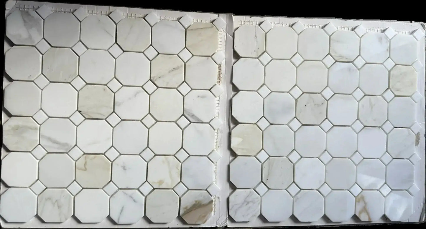 12x12 Tuscan Calacatta Gold Octagon Mosaic Tile