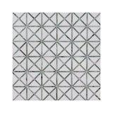 12x12 Verdant Green Geometrica Pattern Polished, Thassos White, Ming Green