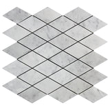 Carrara White Italian Marble Large Diamond Mosaic Tile Honed