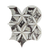Calacatta Viola Marble with Dolomite La Fleur Waterjet Mosaic Tile Honed