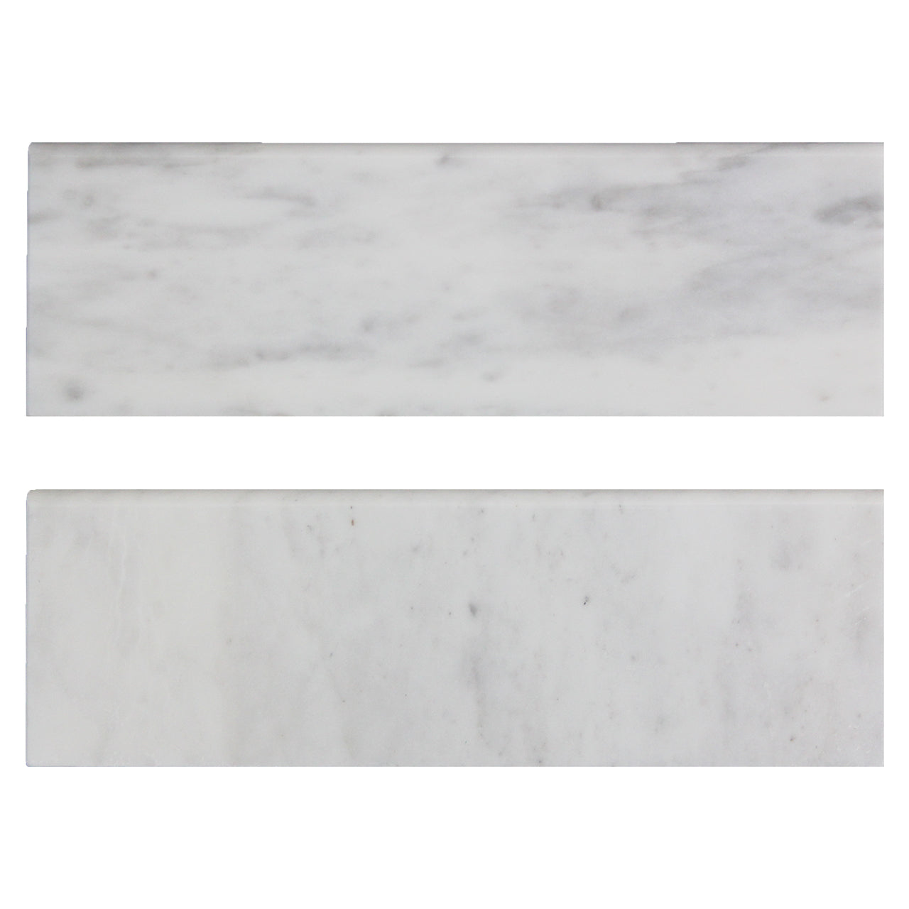 Carrara White Italian Marble 4" x 12" Bullnose Tile Trim Polished