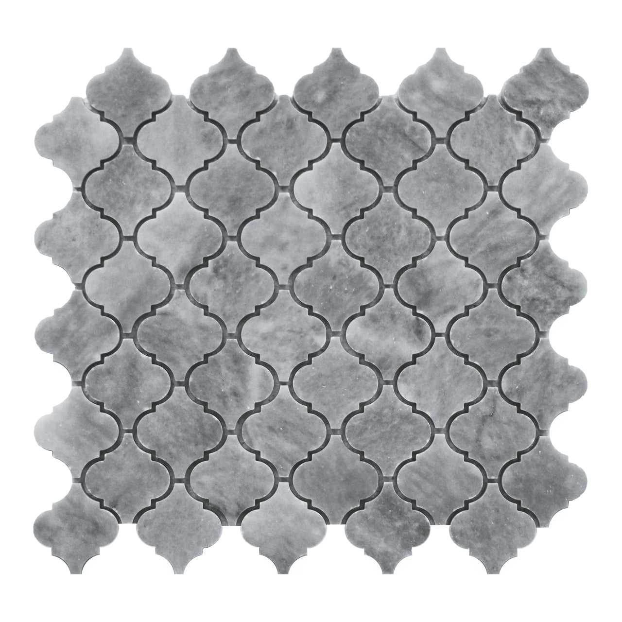 Bardiglio Gray Marble Mini Arabesque Baroque Lantern Mosaic Tile Honed