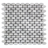 Carrara White Italian Marble Oval Ellipse Mosaic Tile Polished