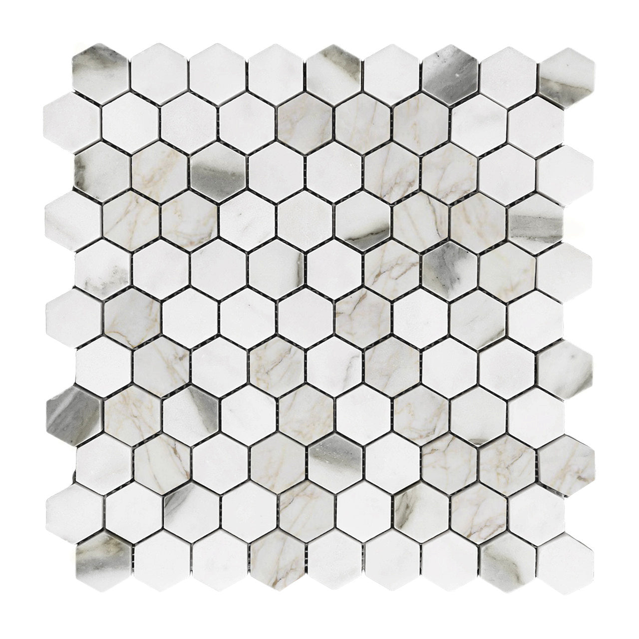 Calacatta Gold Italian Marble 1" Hexagon Mosaic Tile Polished
