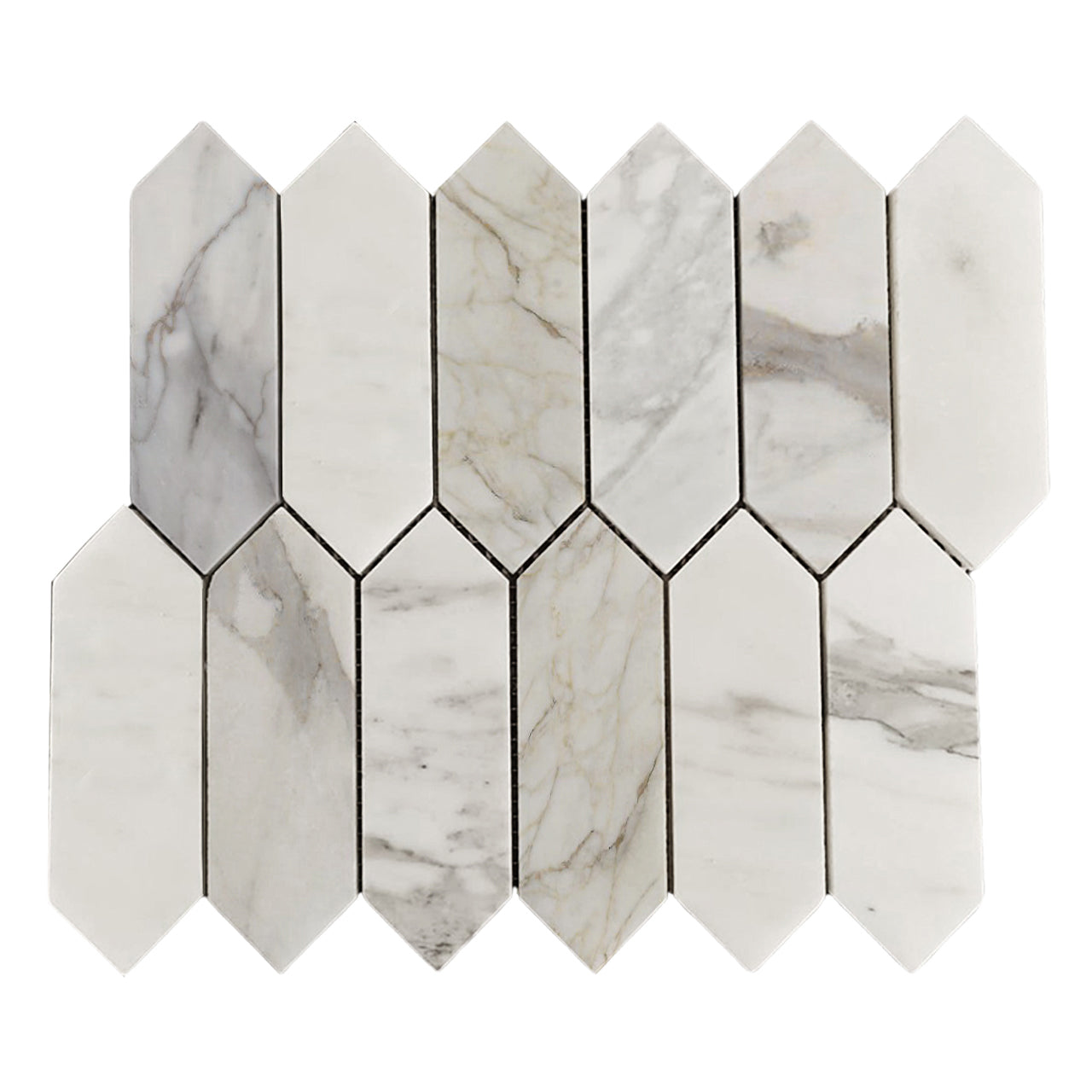 Calacatta Gold Italian Marble Picket Mosaic Tile Honed