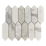 Calacatta Gold Italian Marble Picket Mosaic Tile Honed