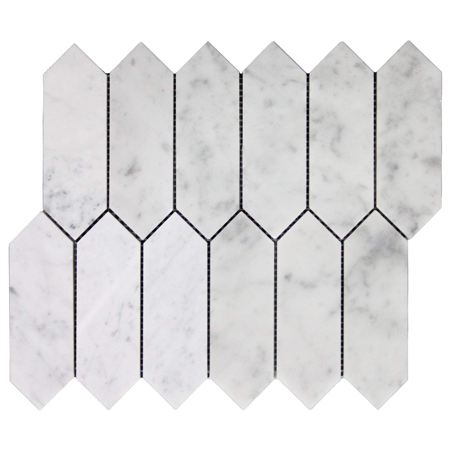 Carrara White Italian Marble Picket  Mosaic Tile Honed