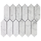 Carrara White Italian Marble Picket  Mosaic Tile Honed