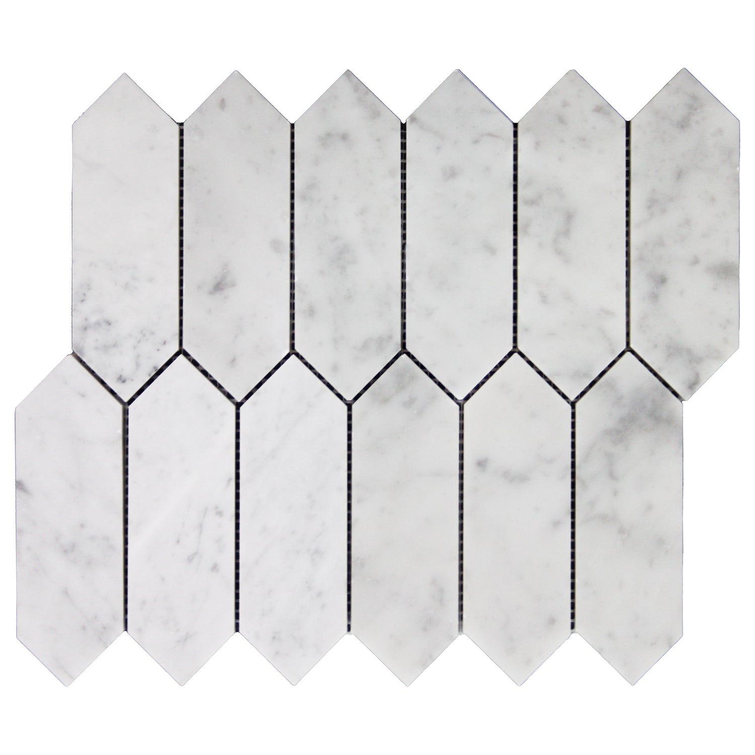 Carrara White Italian Marble Picket  Mosaic Tile Honed