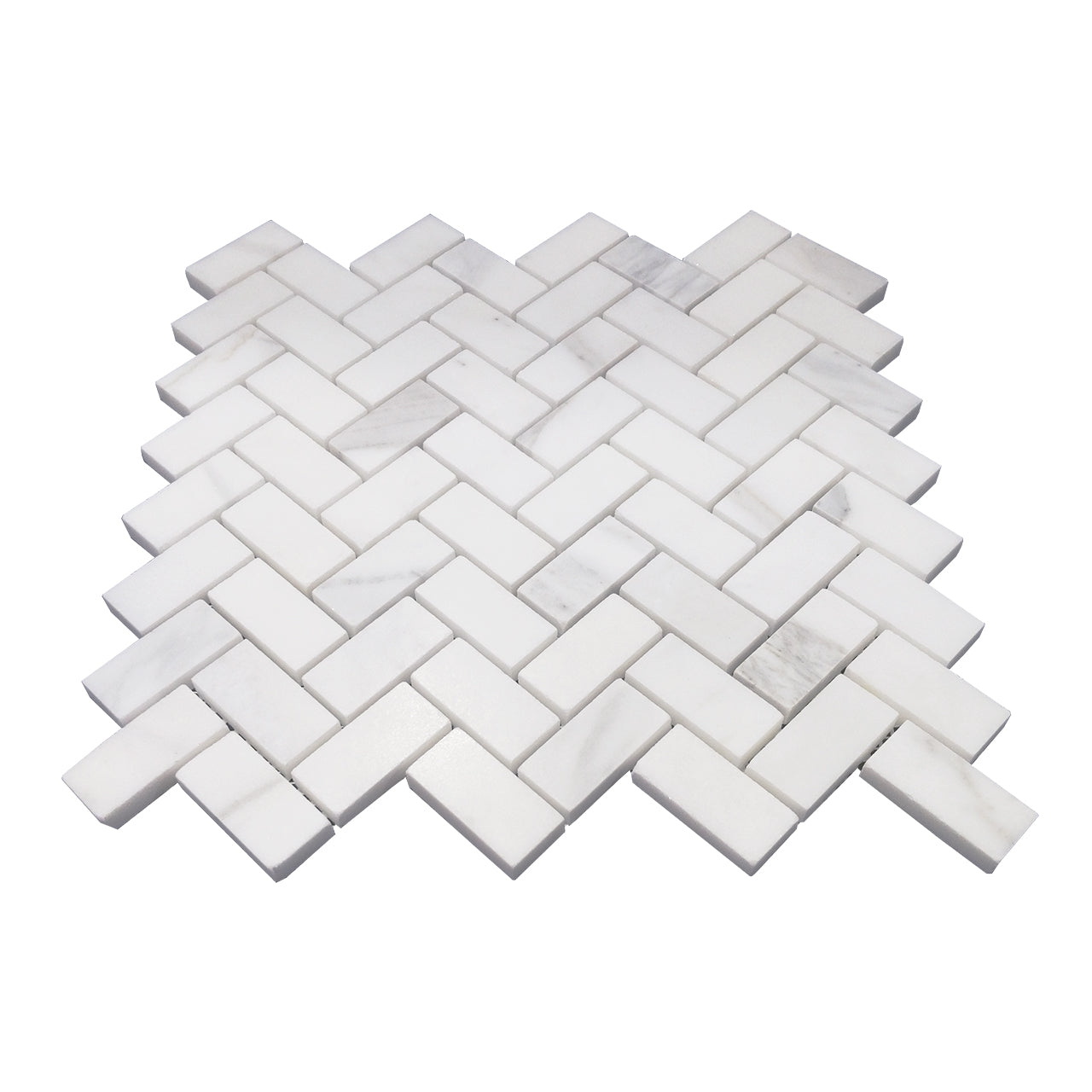 Calacatta Gold Italian Marble 1" x 2" Herringbone Mosaic Tile Honed