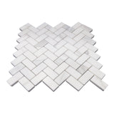 Calacatta Gold Italian Marble 1" x 2" Herringbone Mosaic Tile Honed