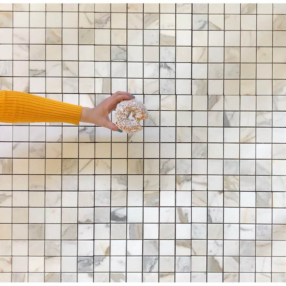 1x1 Tuscan Calacatta Marble Square Mosaic Tile