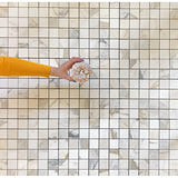 1x1 Tuscan Calacatta Marble Square Mosaic Tile