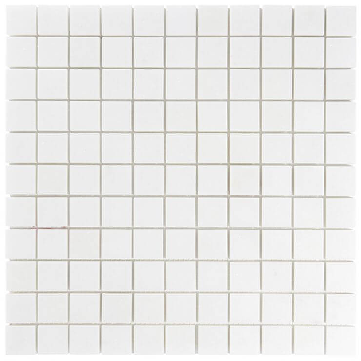 1x1 Pure Thassos White Marble Square Mosaic Tile