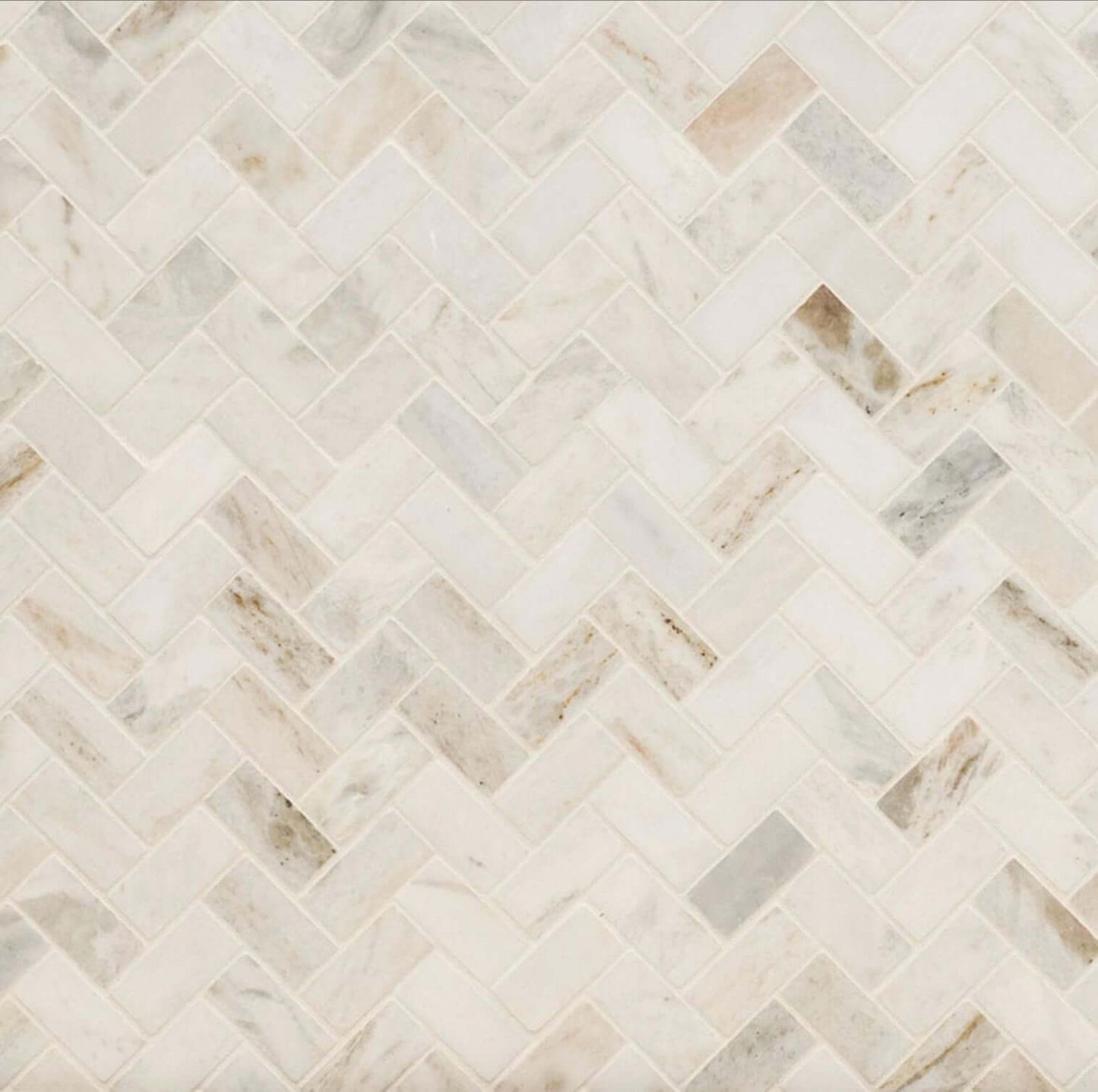1X2 Arabescato Venato White Herringbone Honed Mosaic