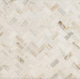 1X2 Arabescato Venato White Herringbone Honed Mosaic