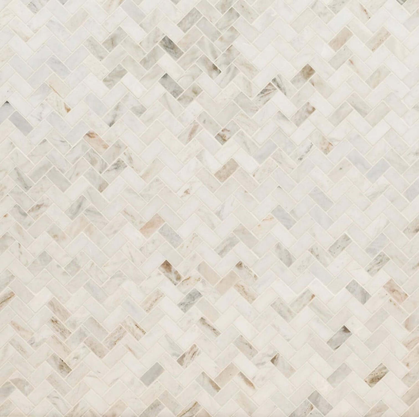 1X2 Arabescato Venato White Herringbone Honed Mosaic