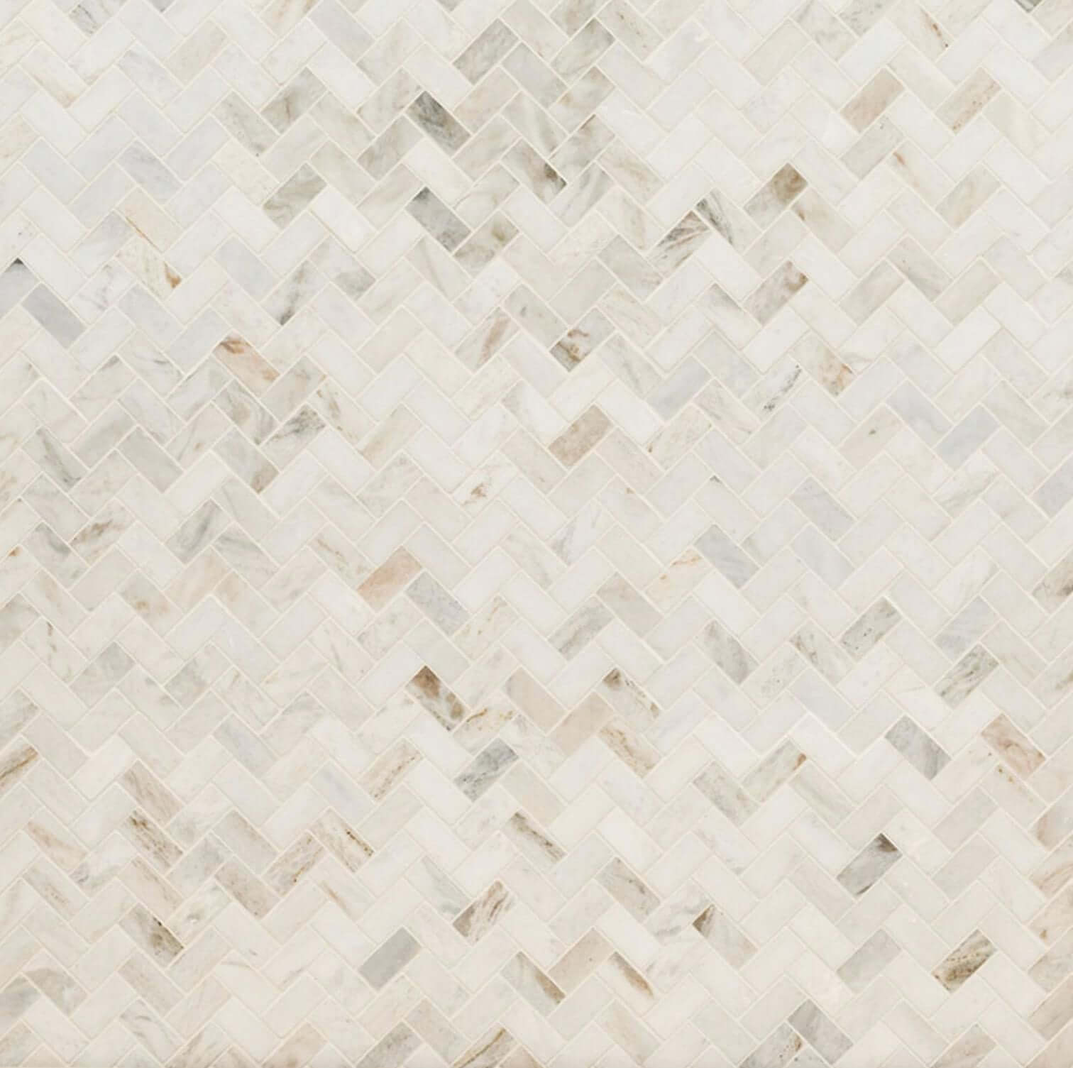 1X2 Arabescato Venato White Herringbone Honed Mosaic