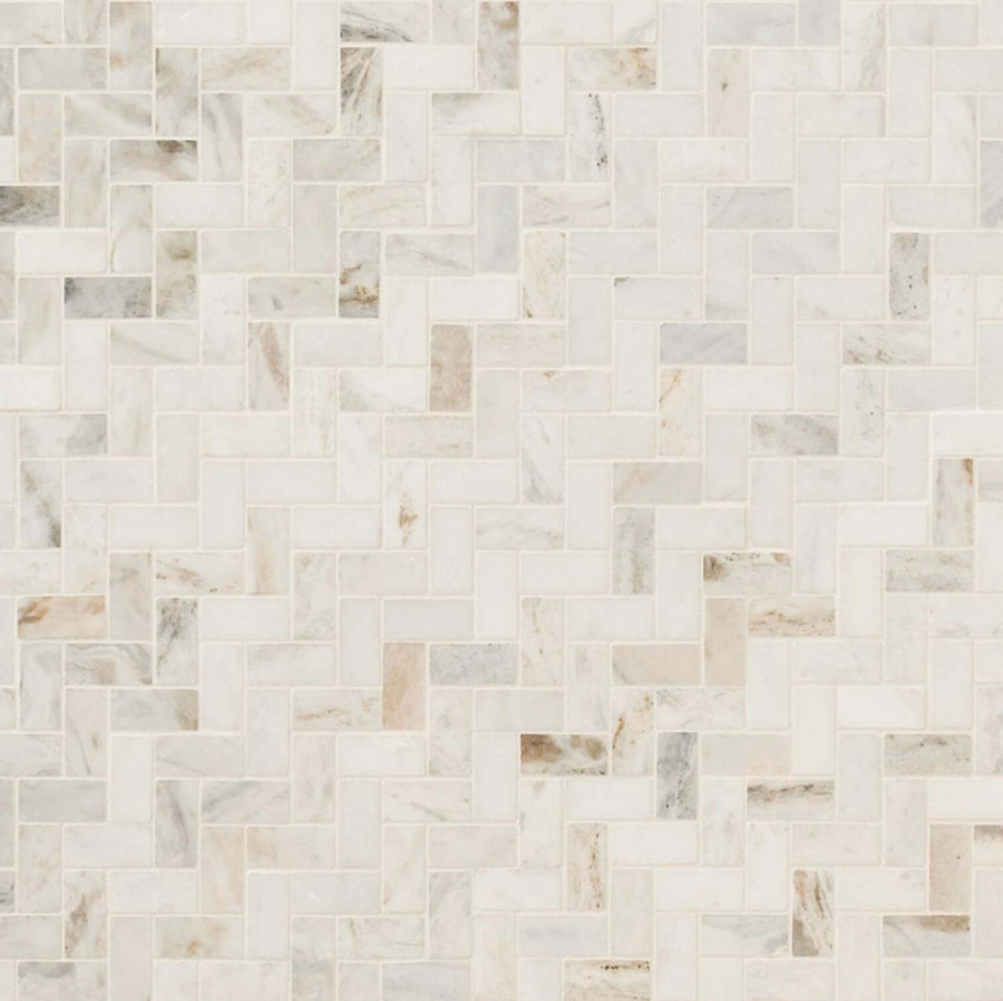 1X2 Arabescato Venato White Herringbone Honed Mosaic