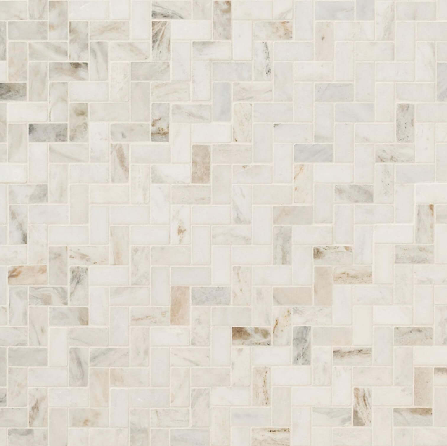 1X2 Arabescato Venato White Herringbone Honed Mosaic
