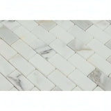 1x2 Calacatta Gold Honed Brick Mosaic, Italian Marble Polished / Honed
