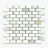 1x2 Calacatta Gold Honed Brick Mosaic, Italian Marble Polished / Honed
