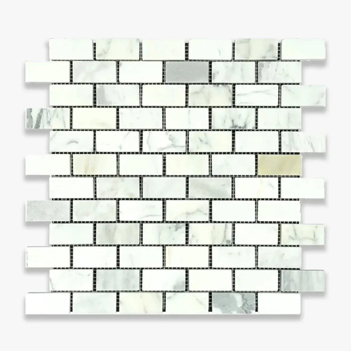 1x2 Calacatta Gold Honed Brick Mosaic, Italian Marble Polished / Honed