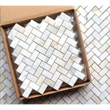 1x2 Tuscan Calacatta Gold Marble Herringbone Mosaic