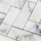 1x2 Tuscan Calacatta Gold Marble Herringbone Mosaic