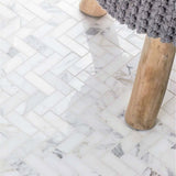 1x2 Tuscan Calacatta Gold Marble Herringbone Mosaic