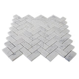 1x2 Carrara White Herringone Mosaic Tile