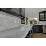 1x2 Carrara White Herringone Mosaic Tile