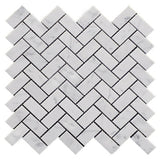 1x2 Carrara White Herringone Mosaic Tile