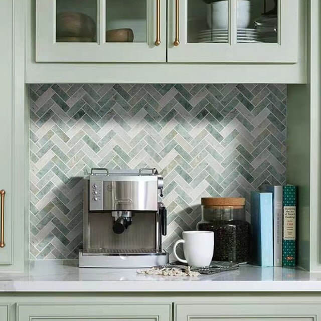1x3 Ming Green Classico Herringbone 11 x 12.5