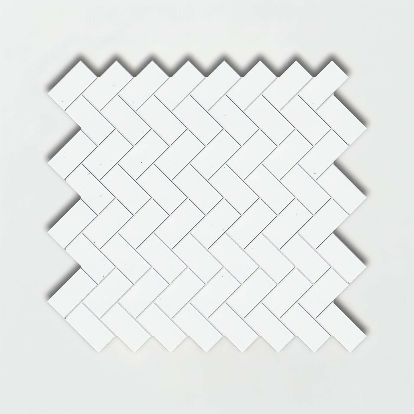 1X2 Thassos White Herrinbone Mosaic Tile