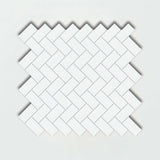 1X2 Thassos White Herrinbone Mosaic Tile