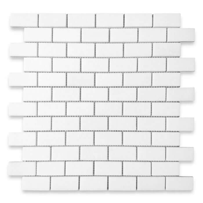 1x2 Thassos White Marble Brick Mosaic Tile