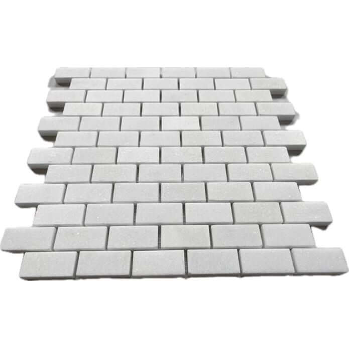 1x2 Thassos White Marble Brick Mosaic Tile