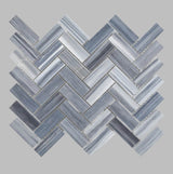 1”x3” Bardiglio Marble Herringbone Polished, 10.50”x12.75”